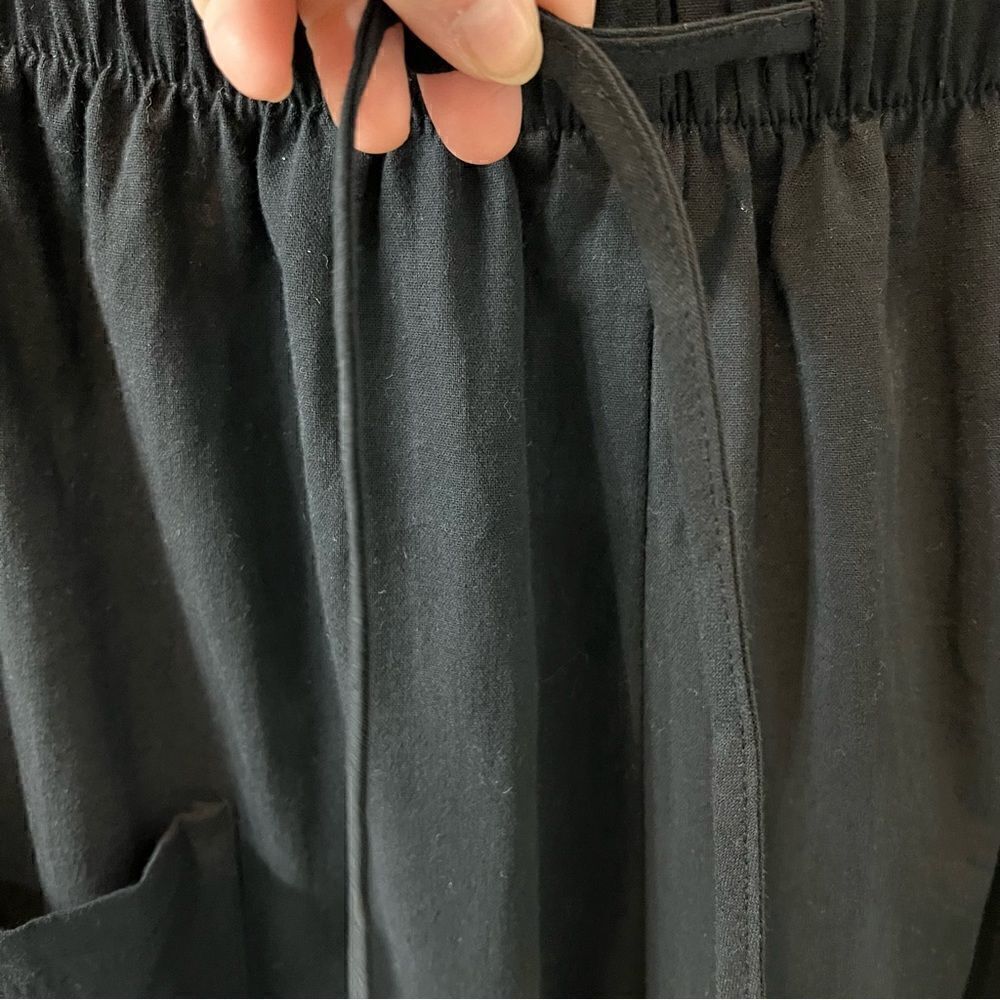 Black Pocket-Tie Waist, button accent lightweight cotton blend pants size L nwt - Picture 8 of 13